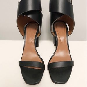 Zara leather ankle wrap sandals